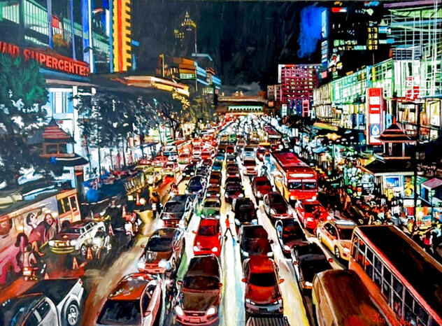 Untitled Las Vegas Cityscape 1995 48x60 by Ken Keeley - For Sale