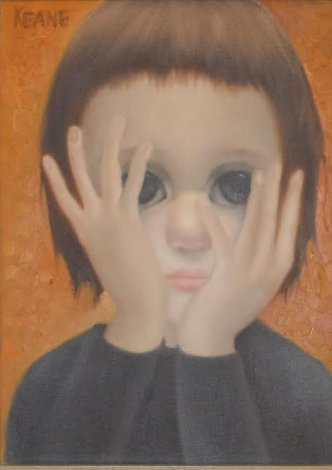 Face And Hands 1959 16x19 (Big Eyes) Original Painting - Margaret D. H. Keane