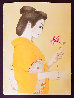Flower Princess Unique 1981 36x29 (Big Eyes)  - Signed Twice Works on Paper (not prints) by Margaret D. H. Keane - 1