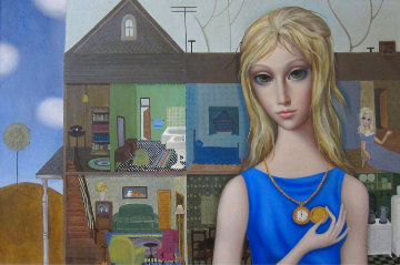 Yesterday’s Dollhouse 1963 32x44 - Huge Original Painting - Margaret D. H. Keane