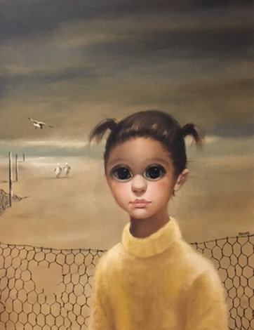 Untitled Little Girl ( Big Eyes) 1975 24x18 Original Painting - Margaret D. H. Keane