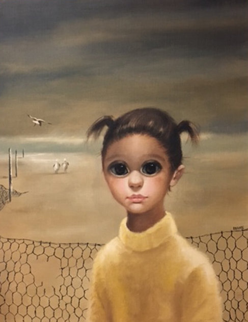 Untitled Little Girl ( Big Eyes) 1975 24x18 Original Painting by Margaret D. H. Keane