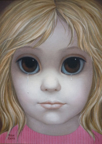 Little Girl, Iconic Waif 27x34 (Big Eyes) Original Painting - Margaret D. H. Keane