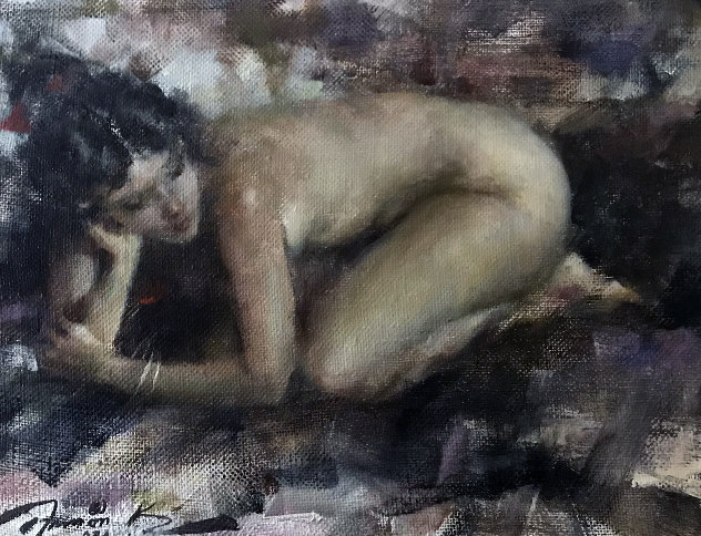 Bronze Nude Girl 1994 12x15 Original Painting by Ramon Kelley