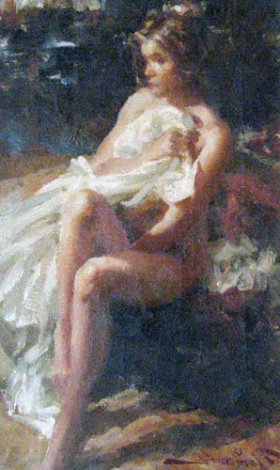 Despertando Des Nude 1994 17x23 Original Painting - Ramon Kelley