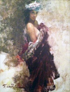 Nora in Turban 1998 12x10 Original Painting by Ramon Kelley