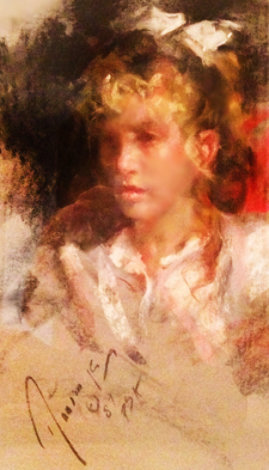 Untitled (Portrait of a Girl) 1987 26x19 Original Painting - Ramon Kelley