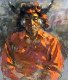 Buffalo Horns Sioux Pastel 1981 32x27 Works on Paper (not prints) - Ramon Kelley