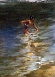 Beach At Vera Cruz Pastel 1968 23x19 Original Painting by Ramon Kelley
