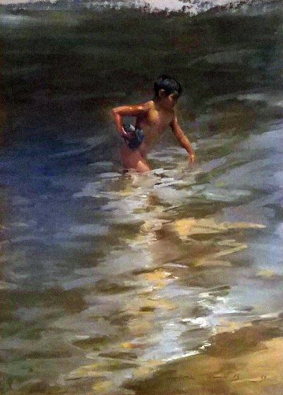 Beach At Vera Cruz Pastel 1968 23x19 Original Painting by Ramon Kelley