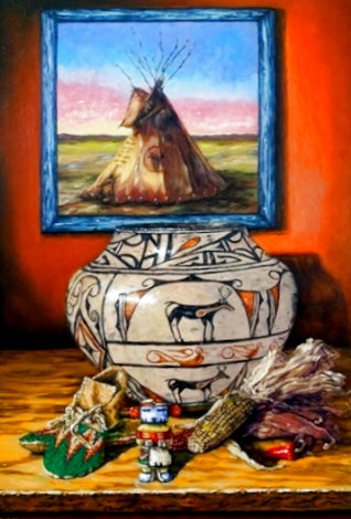 Native Treasures 2013 45x24 Huge Original Painting - Carol Kelley