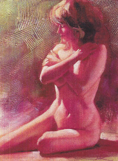 Full Body Female Nude 19x16 Original Painting - James Kelly