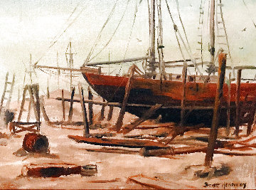 Shipbuilding 1966 16x20 Original Painting - Scott Kennedy Shipbuilding 1966 16x20 Original Painting - Scott Kennedy