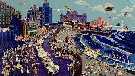 Boardwalk of Atlantic City AP 1986 - Huge - Framed - New Jersey Limited Edition Print - Melanie Taylor Kent