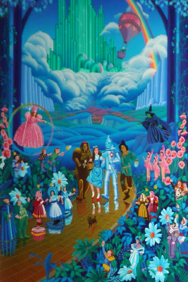 Melanie taylor kentジグソーパズル Wizard of Oz 1989 33x44 serigraph of Cast of Characters from Metro