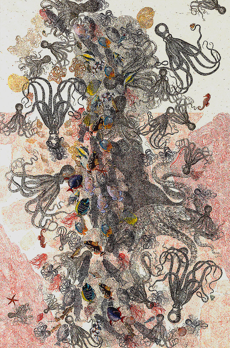 Octopus Mediation Series: Octopus Study 2 2018 42x29 - Huge Works on Paper (not prints) by Ed Kerns Octopus Mediation Series: Octopus Study 2 2018 42x29 - Huge Works on Paper (not prints) by Ed Kerns