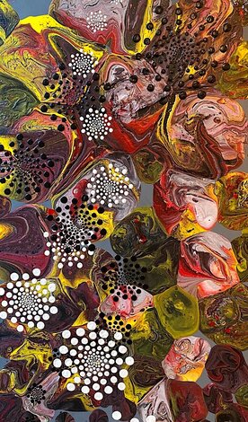 Entropy Increases Disorder but Energy Only Changes Form 2020 62x38 - Framed Mixed Media on Canvas - Huge Original Painting - Ed Kerns