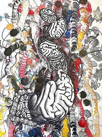 My Brother's Genes 2021 - 30x24 Mixed Media on Canvas Original Painting - Ed Kerns