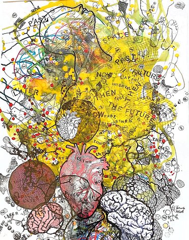 Now is to Time as Here is to Space 2024 31x25 Mixed Media Original Painting - Ed Kerns