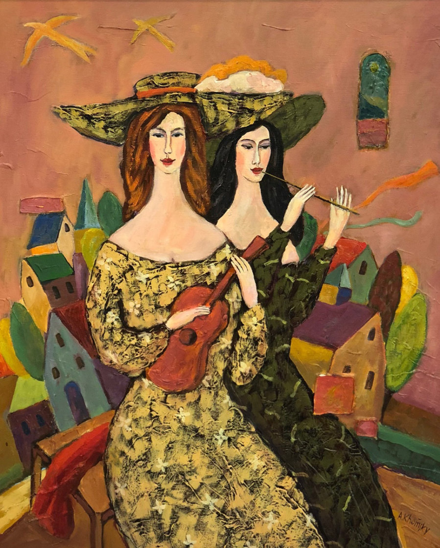Beautiful Duo 29x29 Original Painting by Alex Khomsky Beautiful Duo 29x29 Original Painting by Alex Khomsky