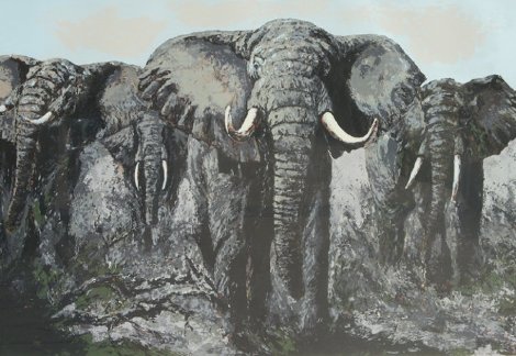 Elephant Stand 1972  60x72 Original Painting - Mark King
