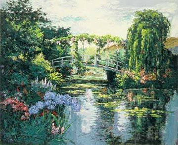 Giverney Wisteria Agapanthes Bridge 1991 Limited Edition Print - Mark King
