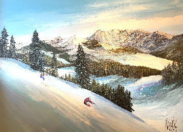 Powder Ridge 1991 46x58 Super Huge Original Painting - Mark King Powder Ridge 1991 46x58 Super Huge Original Painting - Mark King