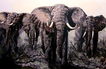 Elephant Stand 1980 33x47 Huge Limited Edition Print - Mark King Elephant Stand 1980 33x47 Huge Limited Edition Print - Mark King