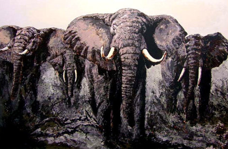 Elephant Stand 1980 33x47 Huge Limited Edition Print - Mark King