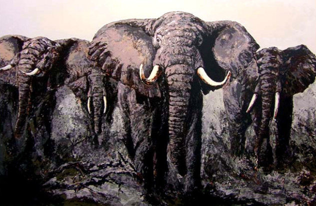 Elephant Stand 1980 33x47 Huge Limited Edition Print by Mark King