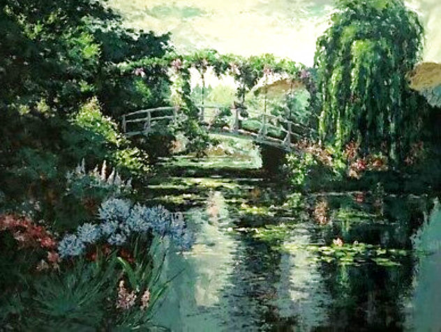 Giverney Wisteria Agapanthes Bridge 1991 Limited Edition Print by Mark King