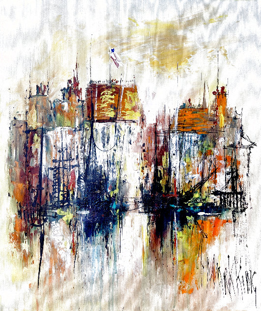 Untitled Cityscape 24x20 - Very Early Work - Paris, France Original Painting by Mark King