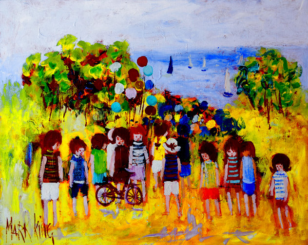 Untitled Summer Event 31x25 - Early Original Painting by Mark King