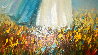 Woman with Umbrella 32x28 1960s! EARLY Original Painting by Mark King - 4