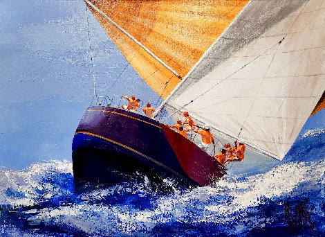 Untitled Sailing Seascape 38x48 - Huge Original Painting - Mark King