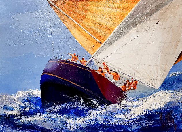 Untitled Sailing Seascape 38x48 - Huge Original Painting by Mark King