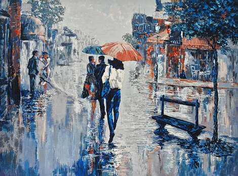 Pink Umbrella - Huge - Paris, France Limited Edition Print - Mark King