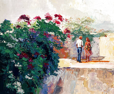 Garden Corner 1987 47x55 Acrylic on Canvas - Huge Original Painting - Mark King