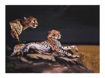 Pair of Cheetahs AP 2009 Embellished Limited Edition Print - Mark King