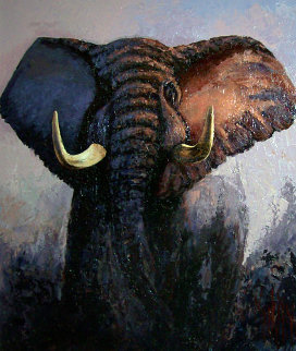 Rogue Elephant 2005 54x46 Huge Original Painting - Mark King