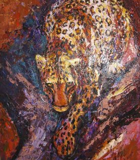 Leopard 2006 49x43 Huge Original Painting - Mark King