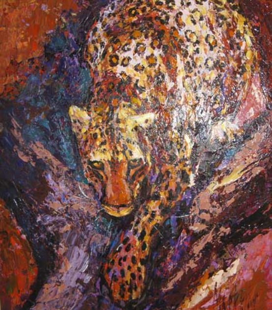 Leopard 2006 49x43 Huge Original Painting by Mark King