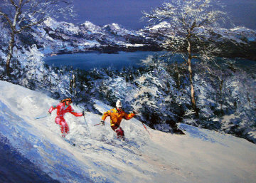 Sierra Glow (skiing) 24x35 Original Painting - Mark King Sierra Glow (skiing) 24x35 Original Painting - Mark King