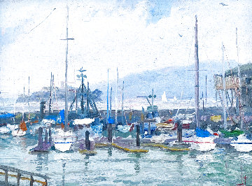 Fisherman’s Wharf 1988 11x13 Original Painting - Thomas Kinkade Fisherman’s Wharf 1988 11x13 Original Painting - Thomas Kinkade
