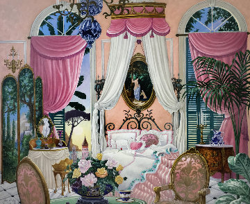 Morning in Amalfi 1991 40x48 Original Painting - John Kiraly Morning in Amalfi 1991 40x48 Original Painting - John Kiraly