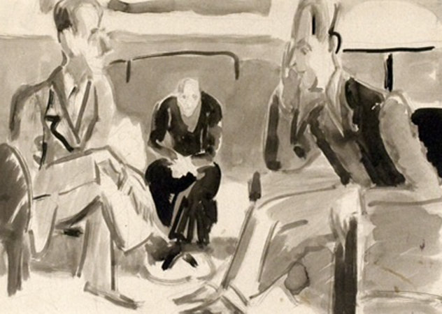Unterhaltung 1922  18x23 Original Painting by Ernst Ludwig Kirchner