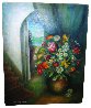 Vase With Flowers And Interior 1940 40x34 Huge Original Painting by Moise Kisling - 1