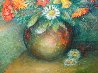 Vase With Flowers And Interior 1940 40x34 Huge Original Painting by Moise Kisling - 6