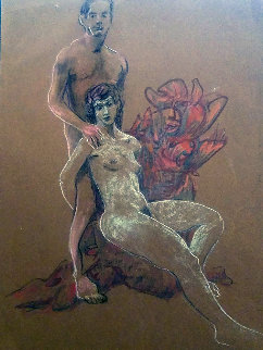 Untitled (Nude Man And Woman) Pastel 1995 19x13 Original Painting - Richard Klix Untitled (Nude Man And Woman) Pastel 1995 19x13 Original Painting - Richard Klix