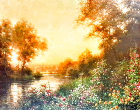 Sunset at the Risle Valley 1890 35x43 - Huge - France Original Painting - Louis Aston Knight